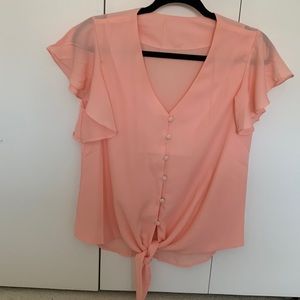 Coral color crop blouse, new never worn (no tags)